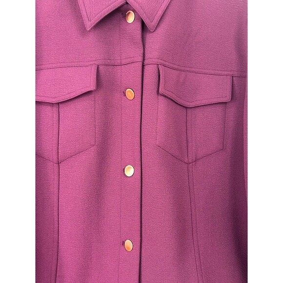 Ellen Tracy Women Jacket Maroon Poly Blend Button Up Collar Blazer Sz XL 1095E4 - Picture 9 of 12